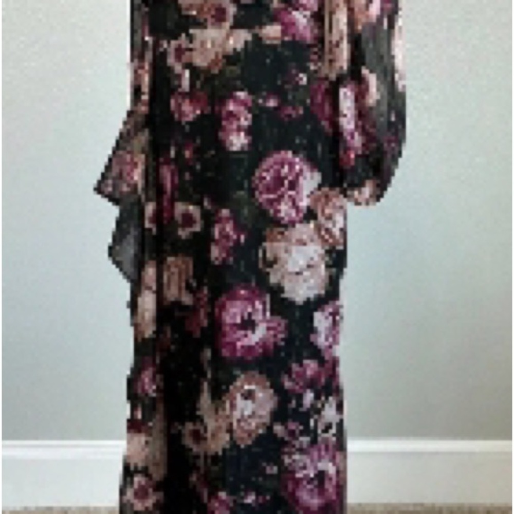 Floral Black and Pink Women's Dress